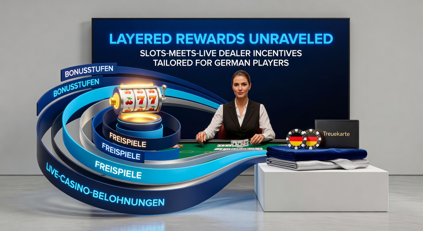 Detaillierte Darstellung eines layered Reward-Pfads mit Slot-Symbolen, die in Live-Dealer-Tische übergehen, inklusive Fortschrittsbalken für deutsche User